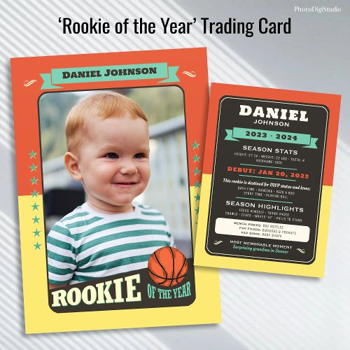 Rookie Year Basketball 1st Birthday Trading Card