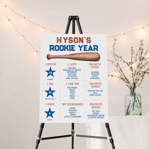 Rookie Year Stats 1st Birthday Milestone Baseball Foam Board