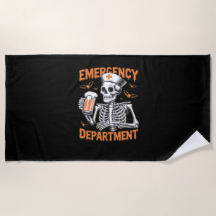 Room 2 Sided Emergency Department Halloween Nurse Beach Towel