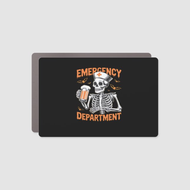 Room 2 Sided Emergency Department Halloween Nurse  Car Magnet (Front)