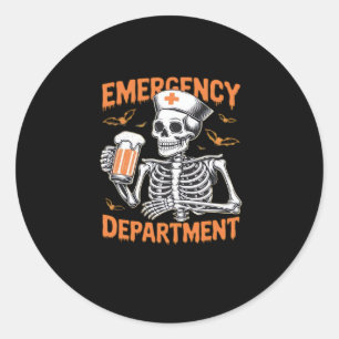 Room 2 Sided Emergency Department Halloween Nurse Classic Round Sticker