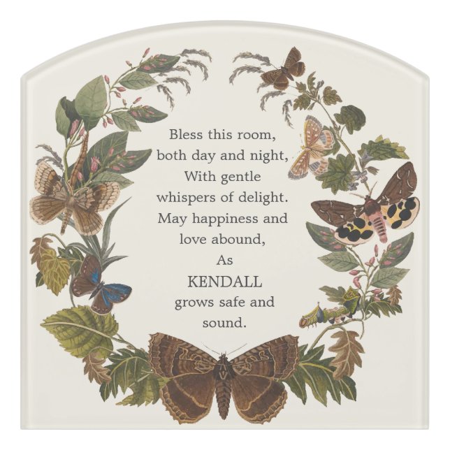 Room Blessing Botanical Little Love Bug Baby  Door Sign (Contour Front)