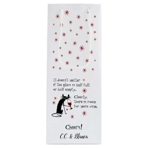Room for More Wine Funny Quote with Cat Wine Gift Bag