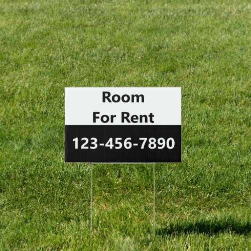 Room For Rent Black and White Phone Number Sign