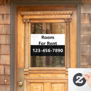 Room For Rent Black and White Phone Number Window Cling