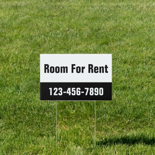 Room For Rent Black and White Phone Template Sign