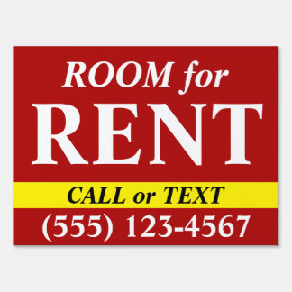 ROOM for RENT - Call Text Number - 18x24 Yard Sign