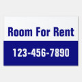 Room For Rent Navy Blue and White Template Sign | Zazzle