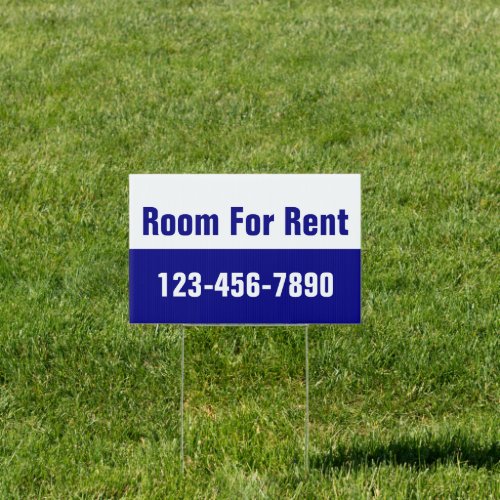 Room For Rent Navy Blue and White Template Sign