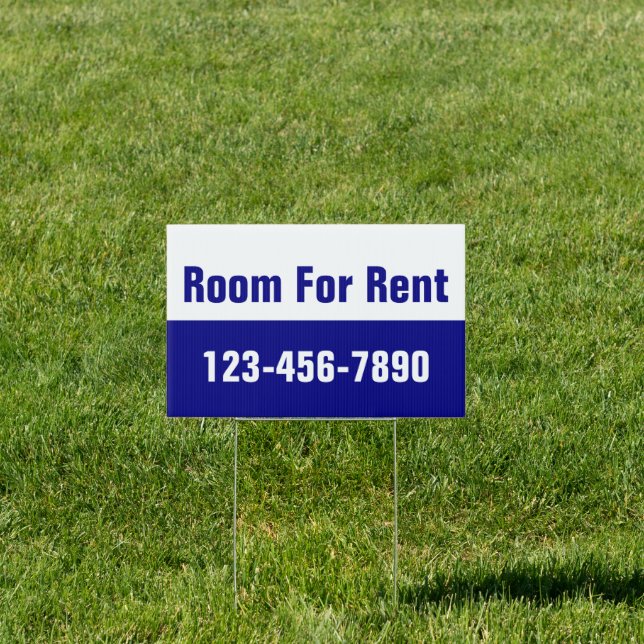 Room For Rent Navy Blue and White Template Sign (Insitu)
