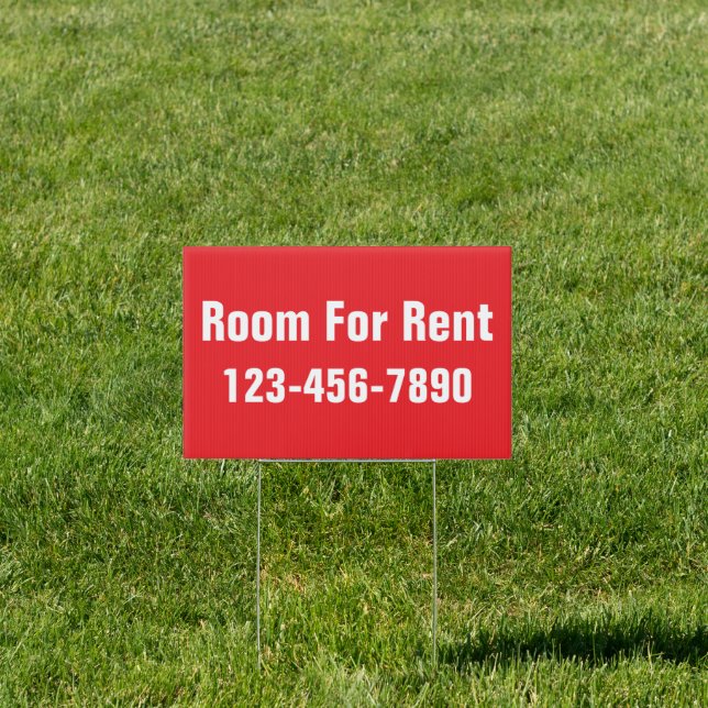 Room For Rent Red and White Phone Number Template Sign (Insitu)