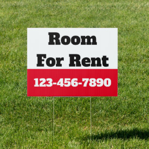 Room For Rent Red Black and White Rental Sign