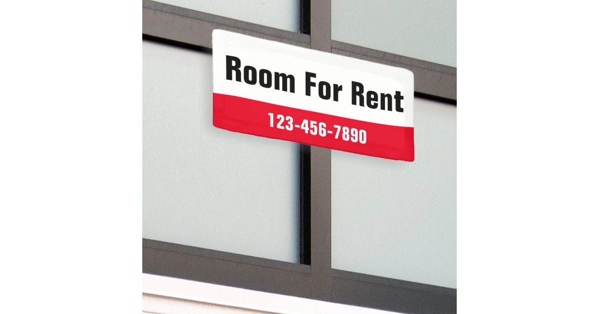 Room Rent Sticker Room For Rent Red Black and White Template Banner | Zazzle
