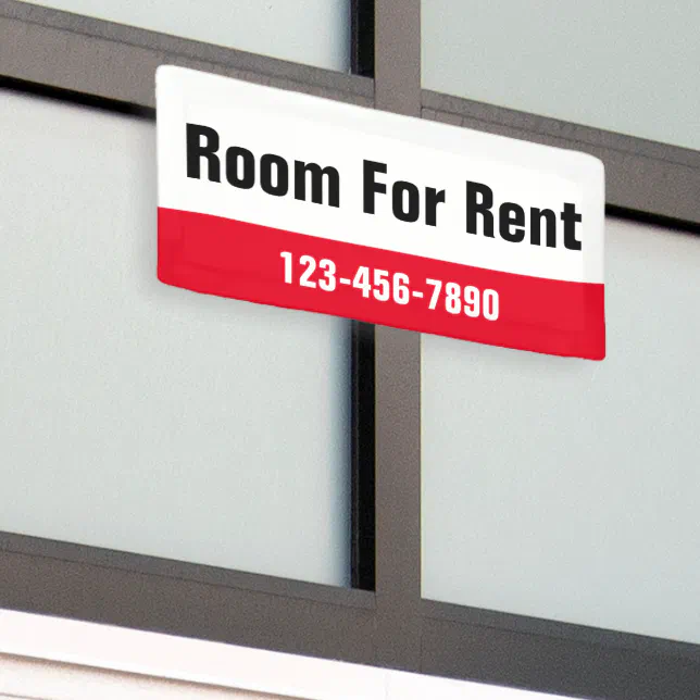 Room Rent Sticker Room For Rent Red Black and White Template Banner | Zazzle