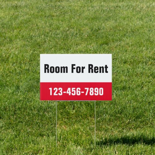 Room For Rent Red Black and White Template Sign