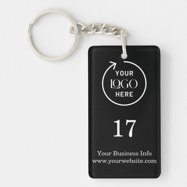 Room Number | Black Business Modern  Keychain (Front)