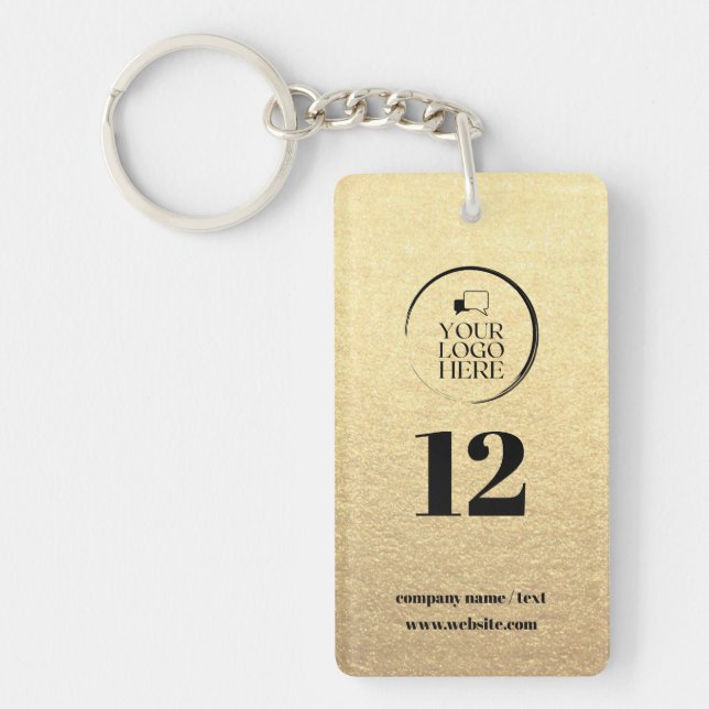 Room Number Business Logo Modern Office Key  Keychain (Front)