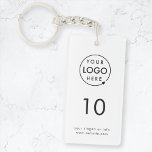 Room Number | Logo Hospitality Business Modern Keychain<br><div class="desc">A simple custom white business template in a modern minimalist style which can be easily updated with your company logo, room number and text. The perfect design for a hotel, motel, guest house, bed and breakfast, hospitality setting or to label the keys in your office building. The pIf you need...</div>