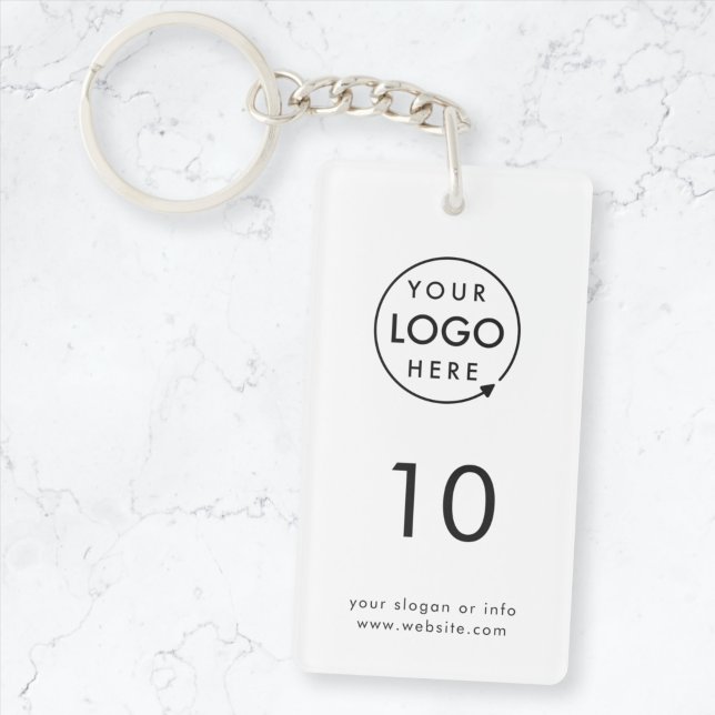 Room Number | Logo Hospitality Business Modern Keychain (Company branded room key keychain for offices, hotels, hospitality & business premises.)
