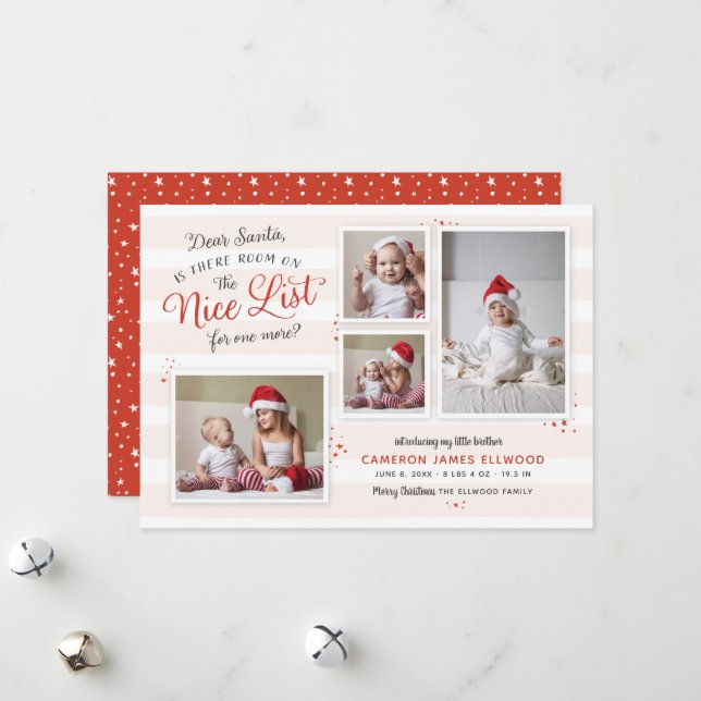 Room on the Nice List Christmas Birth Announcement (Front/Back In Situ)