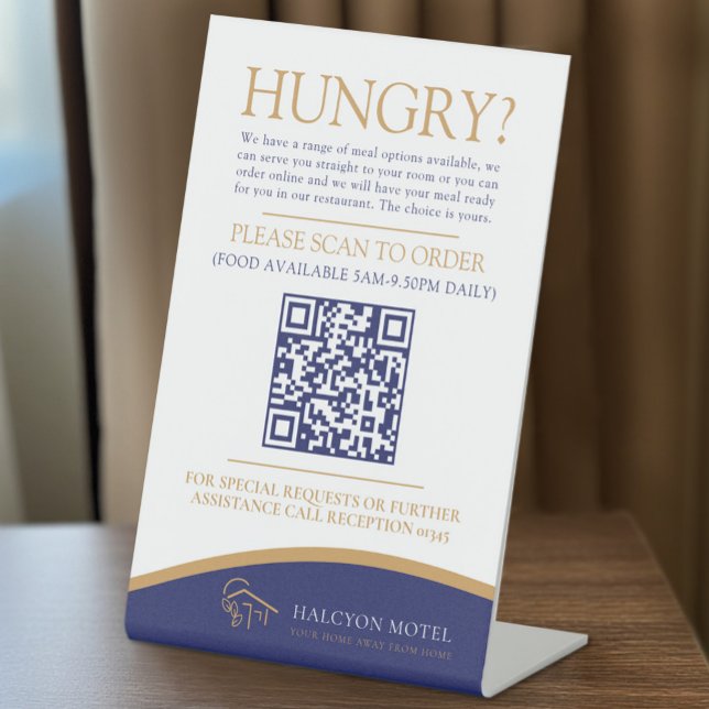 Room service food ordering Hotel Motel B&B QR code Pedestal Sign (Creator Uploaded)