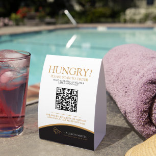 Room service food ordering Hotel QR black gold Paper Table Tent