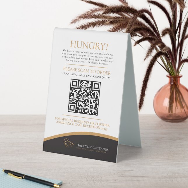 Room service food ordering hotel QR code Table Tent (In SItu (Table))