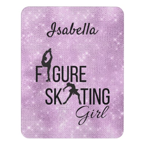 Room sign Figure skating girl purple sparkle