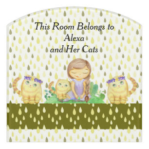Room Sign for Young Girl and Her Cats