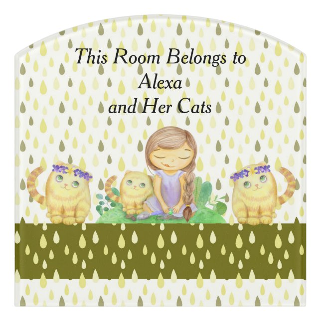 Room Sign for Young Girl and Her Cats (Contour Front)