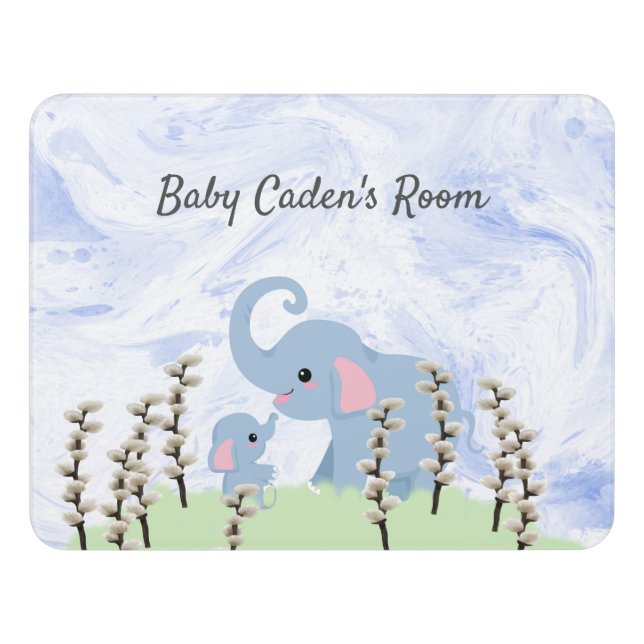 Room Sign with Elephants for Babies  (Contemporary Front)