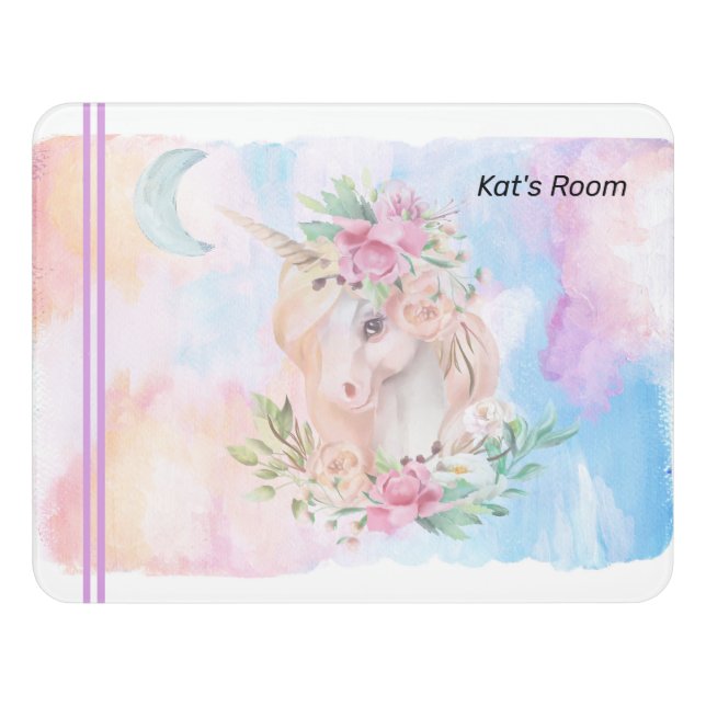 Room Sign with Pastel Unicorn (Contemporary Front)