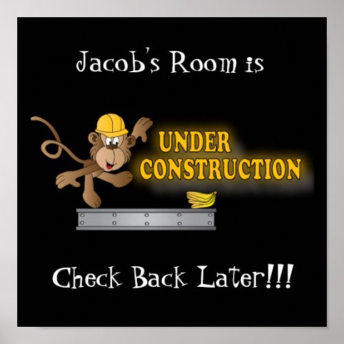 Room Under Construction Funny Monkey  Poster