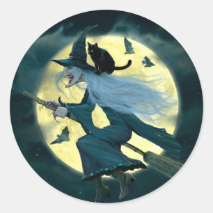 room witch classic round sticker