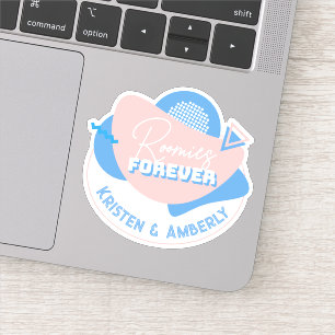 "Roomies forever" retro roommate custom names  Sticker