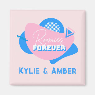 Roommate Gift Custom Name "Roomies Forever" Retro Magnet