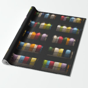 ROOMS WITH ASSORTED-COLOR DOORS WRAPPING PAPER