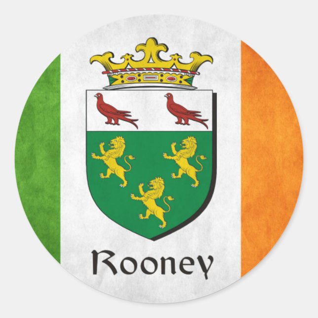 Rooney Irish Flag Classic Round Sticker (Front)