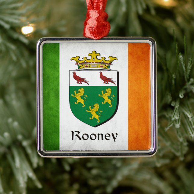 Rooney Irish Flag Metal Ornament (Tree)