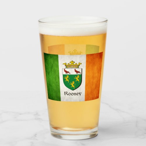 Rooney Surname Irish Flag   Glass