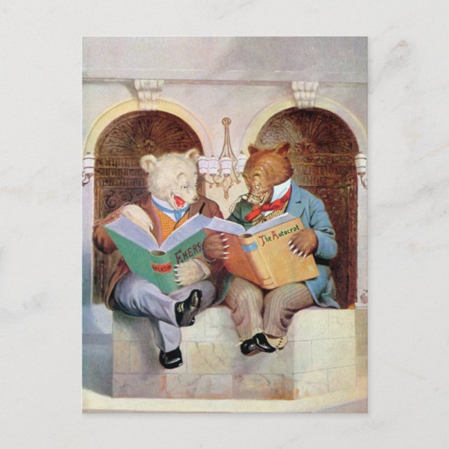Roosevelt Bears at the Public Library Postcard (Front)
