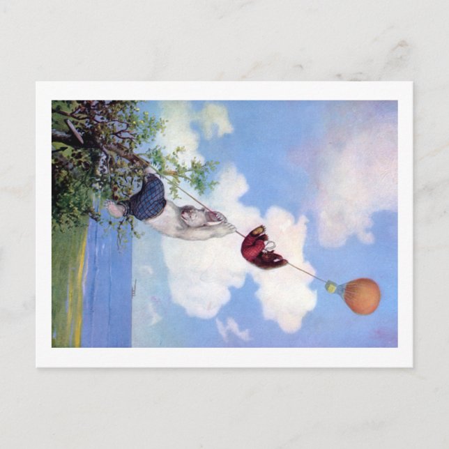 Roosevelt Bears Descend from Hot Air Ballon Postcard (Front)