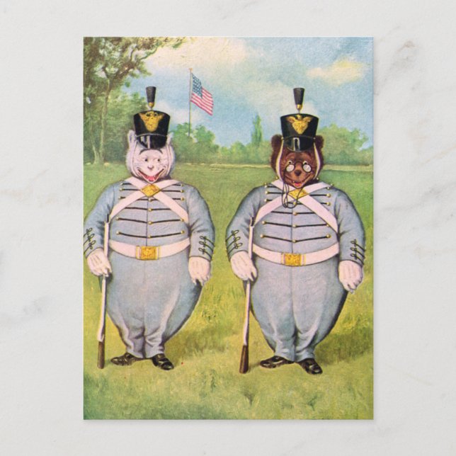 Roosevelt Bears In The Military Postcard (Front)