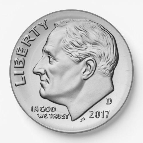 Roosevelt Dime Paper Plate