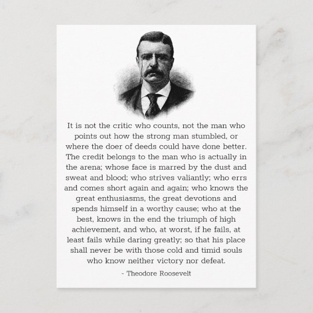 Roosevelt "Man in the Arena" Inspiring Postcard (Front)