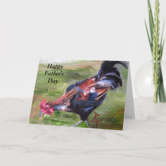 Rooster aceo Father's Day Card (Front)