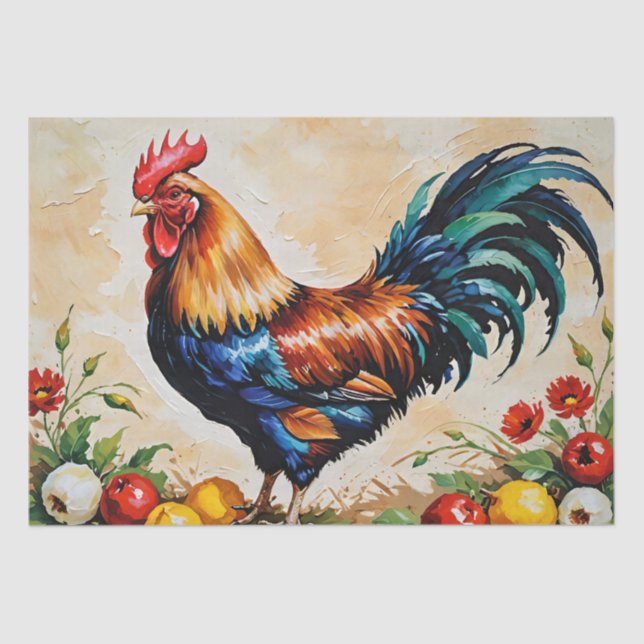 Rooster Acrylic Painting Decoupage Tissue Paper (Front)