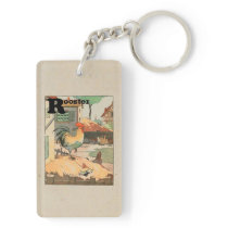 Rooster Alphabet Letter Keychain