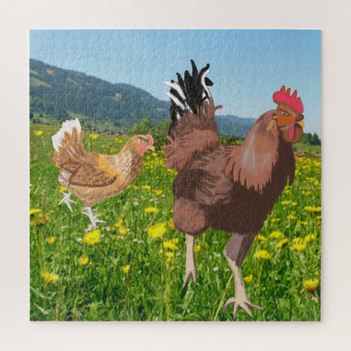 Rooster and Chicken 3   Jigsaw Puzzle