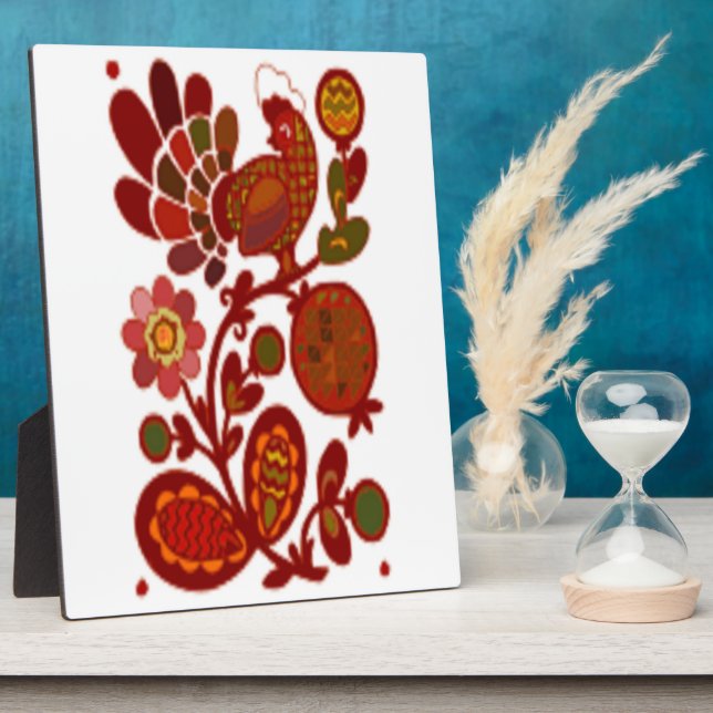 ROOSTER AND FLOWERS PLAQUE (Side)